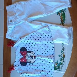 Girls Bundle: Minnie Top & White Cat & Jack Jeans